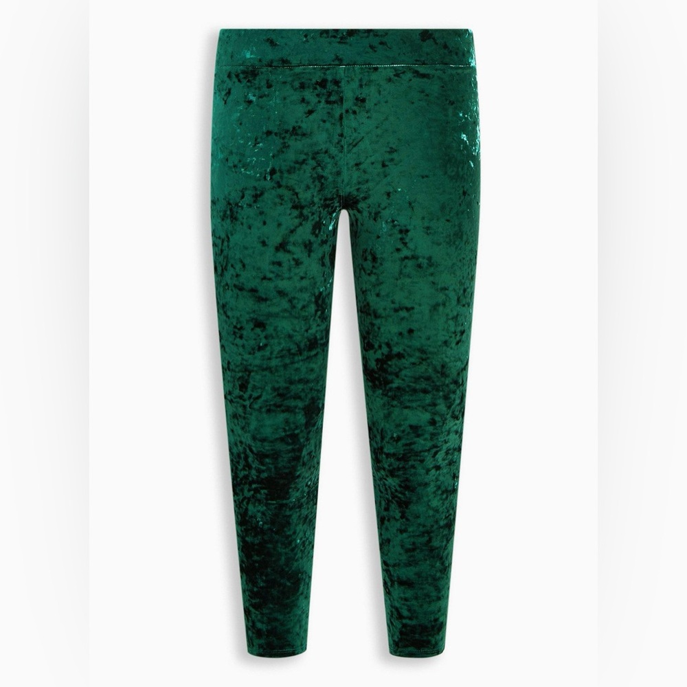 Green velvet leggings